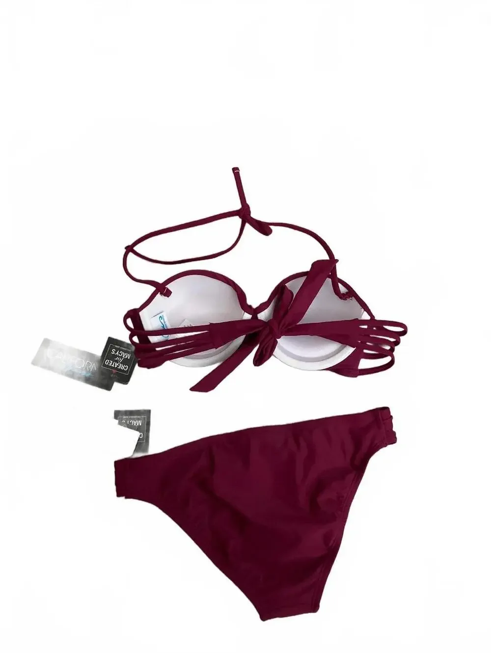 NWT California Waves Two-Piece Bikini Swimsuit Set in Burgundy, Size Small